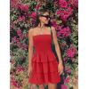 imageZESICA Womens Summer Strapless Smocked Tube Dress 2025 Off Shoulder Ruffle Tiered Flowy Beach Boho Mini SundressRed