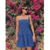 imageZESICA Womens Summer Strapless Smocked Tube Dress 2025 Off Shoulder Ruffle Tiered Flowy Beach Boho Mini SundressRoyalblue