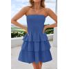 imageZESICA Womens Summer Strapless Smocked Tube Dress 2025 Off Shoulder Ruffle Tiered Flowy Beach Boho Mini SundressRoyalblue