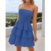 imageZESICA Womens Summer Strapless Smocked Tube Dress 2025 Off Shoulder Ruffle Tiered Flowy Beach Boho Mini SundressRoyalblue