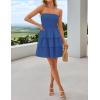imageZESICA Womens Summer Strapless Smocked Tube Dress 2025 Off Shoulder Ruffle Tiered Flowy Beach Boho Mini SundressRoyalblue