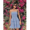 imageZESICA Womens Summer Strapless Smocked Tube Dress 2025 Off Shoulder Ruffle Tiered Flowy Beach Boho Mini SundressSky