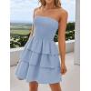 imageZESICA Womens Summer Strapless Smocked Tube Dress 2025 Off Shoulder Ruffle Tiered Flowy Beach Boho Mini SundressSky