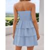imageZESICA Womens Summer Strapless Smocked Tube Dress 2025 Off Shoulder Ruffle Tiered Flowy Beach Boho Mini SundressSky