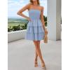 imageZESICA Womens Summer Strapless Smocked Tube Dress 2025 Off Shoulder Ruffle Tiered Flowy Beach Boho Mini SundressSky