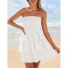imageZESICA Womens Summer Strapless Smocked Tube Dress 2025 Off Shoulder Ruffle Tiered Flowy Beach Boho Mini SundressWhite