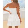 imageZESICA Womens Summer Strapless Smocked Tube Dress 2025 Off Shoulder Ruffle Tiered Flowy Beach Boho Mini SundressWhite