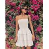 imageZESICA Womens Summer Strapless Smocked Tube Dress 2025 Off Shoulder Ruffle Tiered Flowy Beach Boho Mini SundressWhite