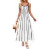 imageZESICA Womens 2025 Summer Sleeveless Striped Midi Dresses Casual A Line Swing Knit Long Dress Beach Vacation ClothesWhite