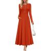 imageZESICA Womens Elegant Maxi Dresses 2025 Spring Long Sleeve Button Casual A Line Boho Flowy Dress with PocketsRust