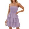 imageZESICA Womens Summer Strapless Smocked Tube Dress 2025 Off Shoulder Ruffle Tiered Flowy Beach Boho Mini SundressPurple