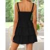 imageZESICA Summer Mini Dresses for Women 2025 Sleeveless Smocked Square Neck Ruffle Tiered Layered A Line Short Beach SundressBlack