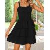 imageZESICA Summer Mini Dresses for Women 2025 Sleeveless Smocked Square Neck Ruffle Tiered Layered A Line Short Beach SundressBlack