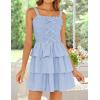 imageZESICA Summer Mini Dresses for Women 2025 Sleeveless Smocked Square Neck Ruffle Tiered Layered A Line Short Beach SundressBlue