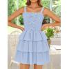 imageZESICA Summer Mini Dresses for Women 2025 Sleeveless Smocked Square Neck Ruffle Tiered Layered A Line Short Beach SundressBlue