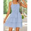 imageZESICA Summer Mini Dresses for Women 2025 Sleeveless Smocked Square Neck Ruffle Tiered Layered A Line Short Beach SundressBlue
