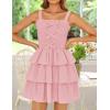 imageZESICA Summer Mini Dresses for Women 2025 Sleeveless Smocked Square Neck Ruffle Tiered Layered A Line Short Beach SundressPink