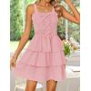 imageZESICA Summer Mini Dresses for Women 2025 Sleeveless Smocked Square Neck Ruffle Tiered Layered A Line Short Beach SundressPink
