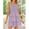 imageZESICA Summer Mini Dresses for Women 2025 Sleeveless Smocked Square Neck Ruffle Tiered Layered A Line Short Beach SundressPurple