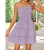 imageZESICA Summer Mini Dresses for Women 2025 Sleeveless Smocked Square Neck Ruffle Tiered Layered A Line Short Beach SundressPurple