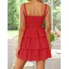 imageZESICA Summer Mini Dresses for Women 2025 Sleeveless Smocked Square Neck Ruffle Tiered Layered A Line Short Beach SundressRed