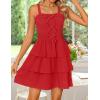 imageZESICA Summer Mini Dresses for Women 2025 Sleeveless Smocked Square Neck Ruffle Tiered Layered A Line Short Beach SundressRed