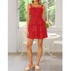 imageZESICA Summer Mini Dresses for Women 2025 Sleeveless Smocked Square Neck Ruffle Tiered Layered A Line Short Beach SundressRed