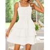 imageZESICA Summer Mini Dresses for Women 2025 Sleeveless Smocked Square Neck Ruffle Tiered Layered A Line Short Beach SundressWhite