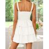 imageZESICA Summer Mini Dresses for Women 2025 Sleeveless Smocked Square Neck Ruffle Tiered Layered A Line Short Beach SundressWhite