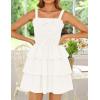 imageZESICA Summer Mini Dresses for Women 2025 Sleeveless Smocked Square Neck Ruffle Tiered Layered A Line Short Beach SundressWhite