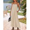 imageZESICA Womens 2025 Summer Boho Sleeveless Maxi Dress Spaghetti Straps Casual Flowy A Line Beach Party Long DressesApricot