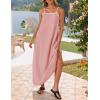 imageZESICA Womens 2025 Summer Boho Sleeveless Maxi Dress Spaghetti Straps Casual Flowy A Line Beach Party Long DressesPink