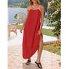 imageZESICA Womens 2025 Summer Boho Sleeveless Maxi Dress Spaghetti Straps Casual Flowy A Line Beach Party Long DressesRed