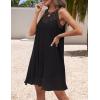 imageZESICA Womens 2025 Summer Halter Chiffon Mini Dresses Sleeveless Hollow Out A Line Flowy Ruffle Beach Vacation SundressBlack
