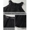 imageZESICA Womens 2025 Summer Halter Chiffon Mini Dresses Sleeveless Hollow Out A Line Flowy Ruffle Beach Vacation SundressBlack