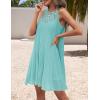 imageZESICA Womens 2025 Summer Halter Chiffon Mini Dresses Sleeveless Hollow Out A Line Flowy Ruffle Beach Vacation SundressMint