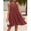 imageZESICA Womens 2025 Summer Halter Chiffon Mini Dresses Sleeveless Hollow Out A Line Flowy Ruffle Beach Vacation SundressRust