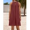 imageZESICA Womens 2025 Summer Halter Chiffon Mini Dresses Sleeveless Hollow Out A Line Flowy Ruffle Beach Vacation SundressRust