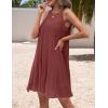 imageZESICA Womens 2025 Summer Halter Chiffon Mini Dresses Sleeveless Hollow Out A Line Flowy Ruffle Beach Vacation SundressRust
