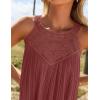 imageZESICA Womens 2025 Summer Halter Chiffon Mini Dresses Sleeveless Hollow Out A Line Flowy Ruffle Beach Vacation SundressRust