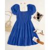 imageZESICA Womens Boho 2025 Summer Square Neck Puff Sleeve Off Shoulder Smocked Tiered Casual A Line Short Mini DressRoyalblue