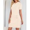 imageZESICA Womens Summer Bodycon Mini Dress 2025 Short Sleeve Crewneck Ribbed Knit Slim Fit Casual Sweater DressesApricot
