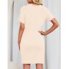imageZESICA Womens Summer Bodycon Mini Dress 2025 Short Sleeve Crewneck Ribbed Knit Slim Fit Casual Sweater DressesApricot