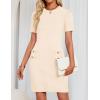 imageZESICA Womens Summer Bodycon Mini Dress 2025 Short Sleeve Crewneck Ribbed Knit Slim Fit Casual Sweater DressesApricot