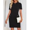 imageZESICA Womens Summer Bodycon Mini Dress 2025 Short Sleeve Crewneck Ribbed Knit Slim Fit Casual Sweater DressesBlack