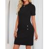 imageZESICA Womens Summer Bodycon Mini Dress 2025 Short Sleeve Crewneck Ribbed Knit Slim Fit Casual Sweater DressesBlack