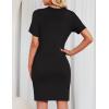 imageZESICA Womens Summer Bodycon Mini Dress 2025 Short Sleeve Crewneck Ribbed Knit Slim Fit Casual Sweater DressesBlack