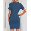 imageZESICA Womens Summer Bodycon Mini Dress 2025 Short Sleeve Crewneck Ribbed Knit Slim Fit Casual Sweater DressesDusty Blue