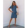 imageZESICA Womens Summer Bodycon Mini Dress 2025 Short Sleeve Crewneck Ribbed Knit Slim Fit Casual Sweater DressesDusty Blue