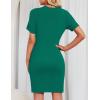 imageZESICA Womens Summer Bodycon Mini Dress 2025 Short Sleeve Crewneck Ribbed Knit Slim Fit Casual Sweater DressesGreen
